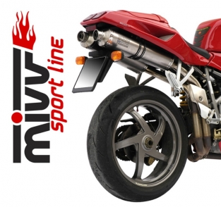 Mivv Oval RVS Dubbele Underseat Einddemper (L+R) Set met E-keur Ducati 748 1994 > 2003